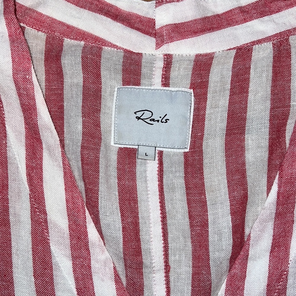 Rails. Red White Stripe Blouse Size L - image 4